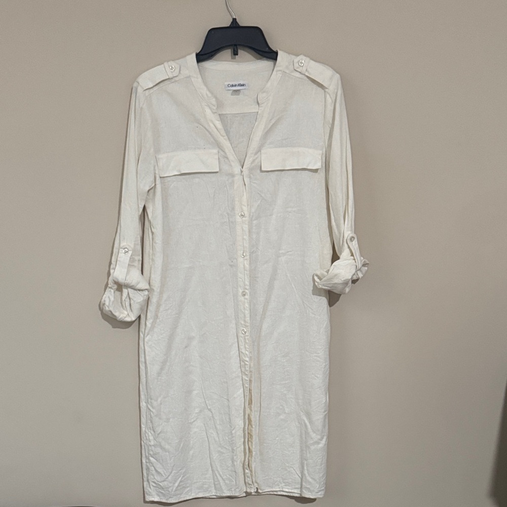 Calvin Klein Women's Cream Long Sleeve Dress